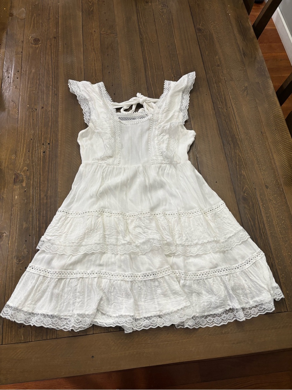 Jun & Ivy White Lace Mini Dress with Flutter Shoulders